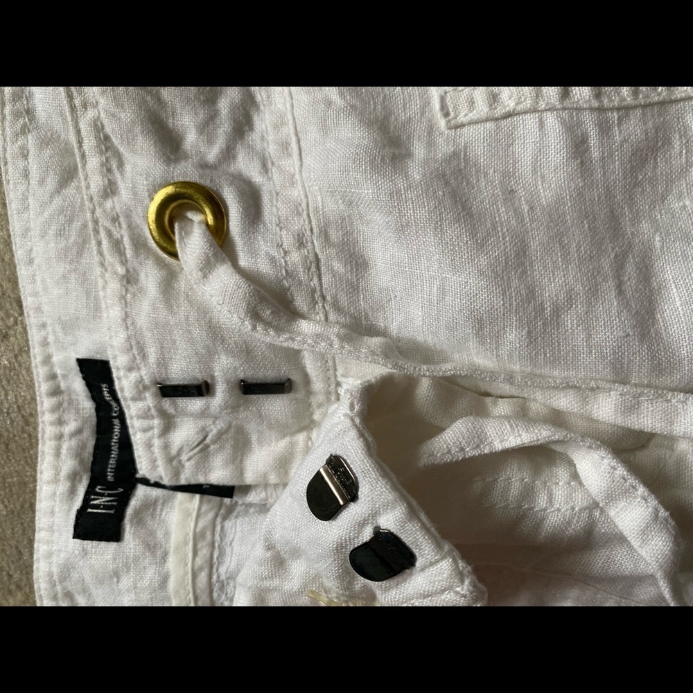 White linen INC pants.